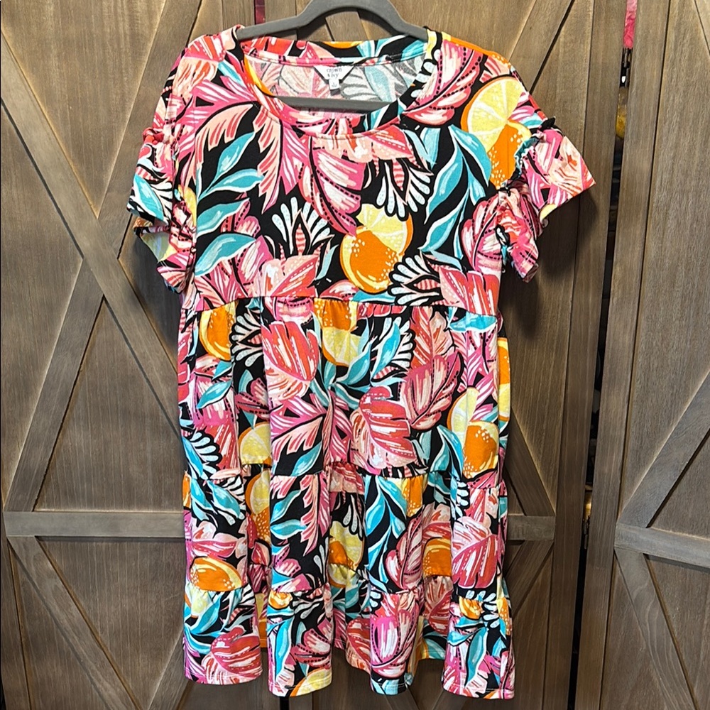 Vibrant Tropical Print Dress - 👗 Large oversized tshirt dress
